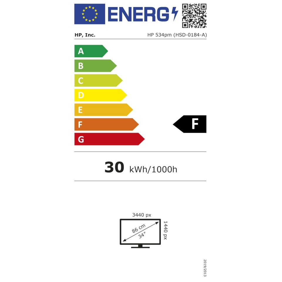 Hp Inc. monitor 534pm VA WQHD 3440x1440@100Hz DP/HDMI/USB-c 400cd 5ms
