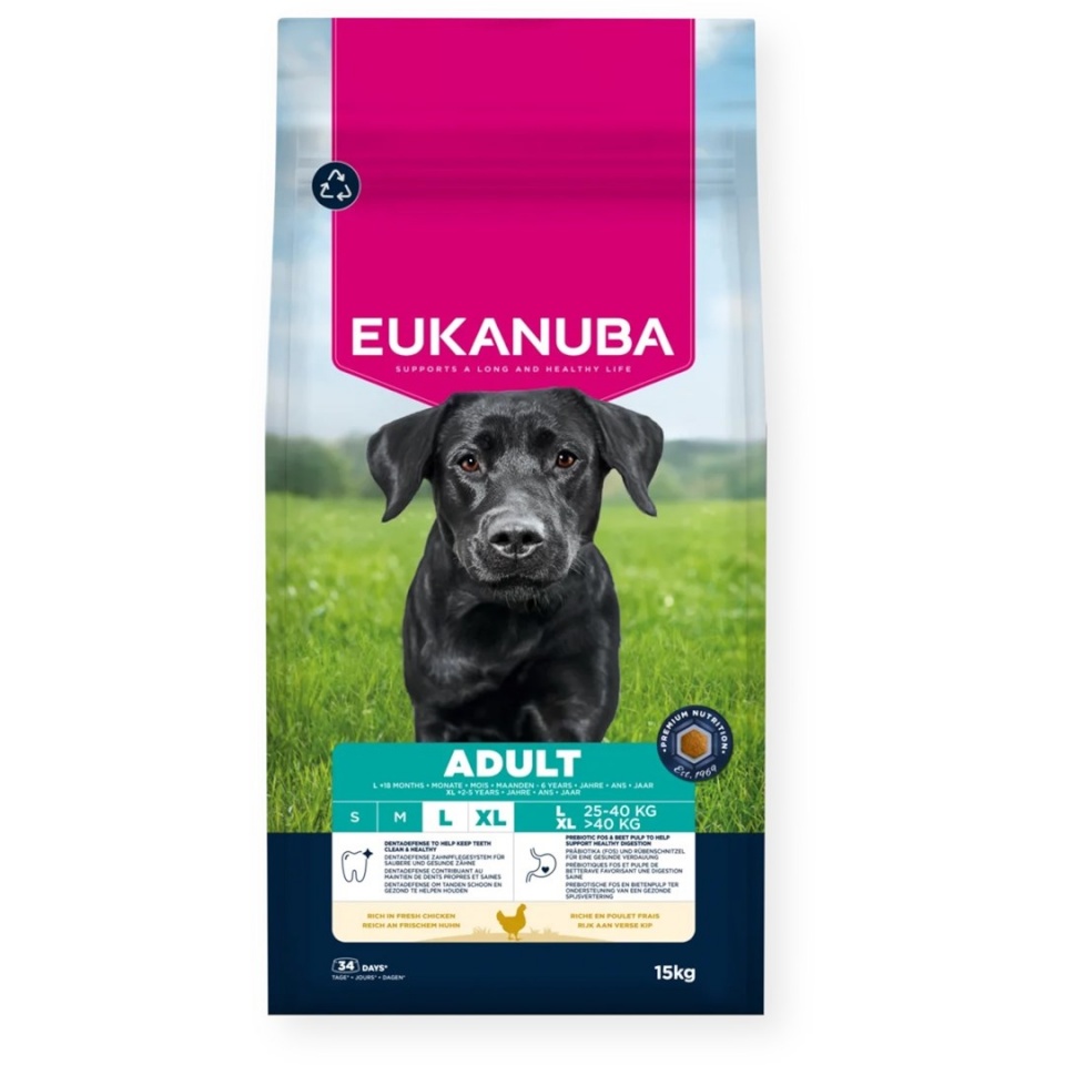 Eukanuba kuivtoit koerale Adult L XL Rich in Chicken, 15kg