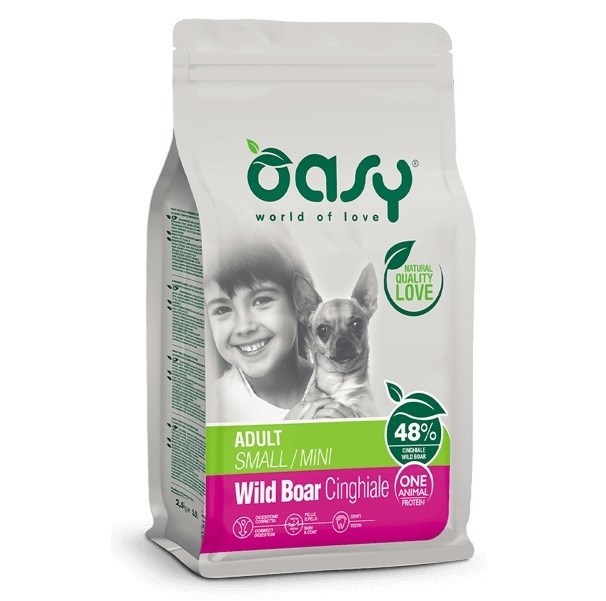 Oasy kuivtoit koerale One Animal Protein Adult Small/Mini Wild Boar, 2,5kg