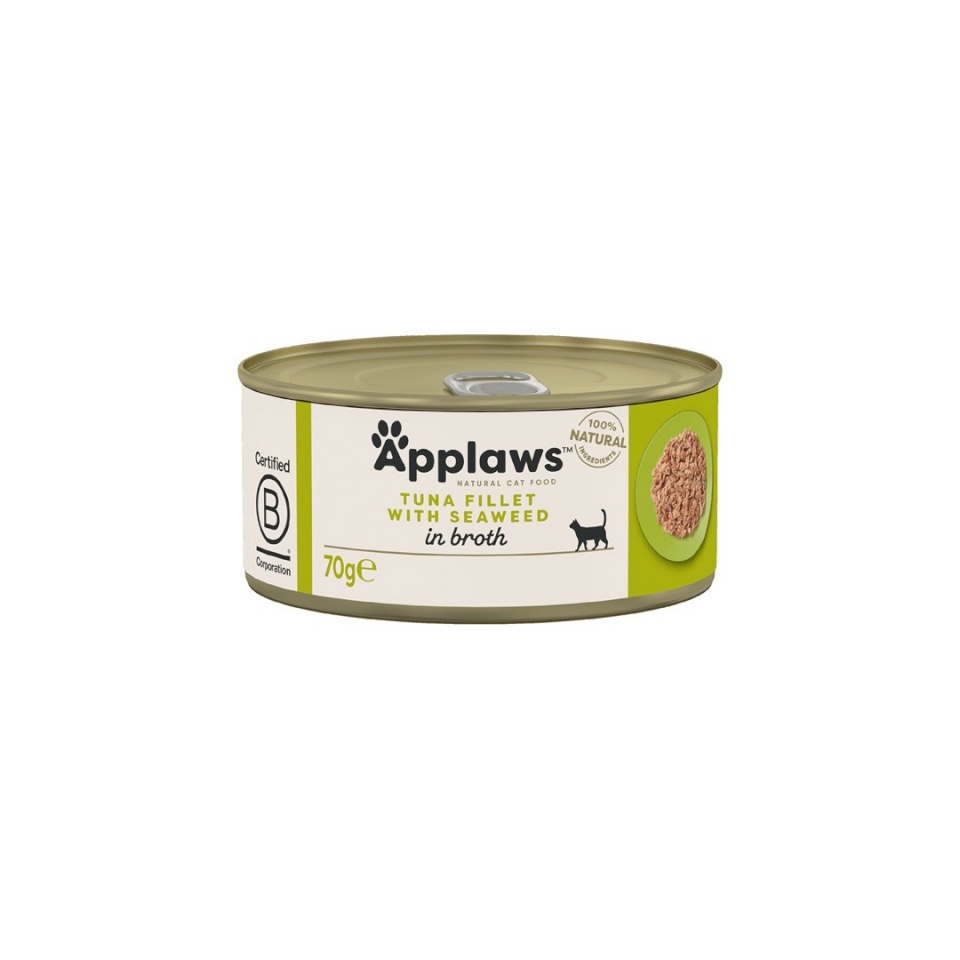 Applaws kassitoit Tuna Fillet with Seaweed in Broth, 70g
