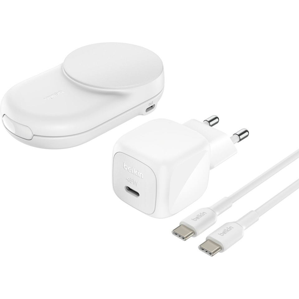 Belkin juhtmevaba laadija UltraCharge 25W Qi2 magn. 2-in-1 Lad.klappb.sw. WIZ039kqWH