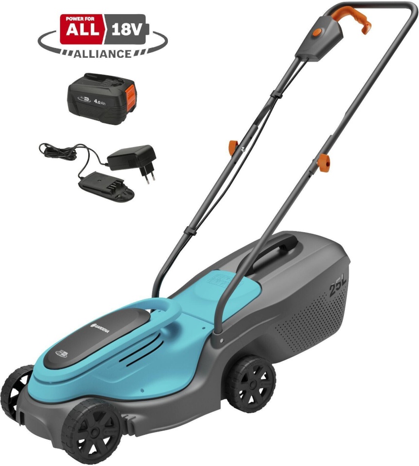 Gardena akutoitega muruniiduk PowerMax 30/18V P4A Cordless Lawn Mower, hall/sinine