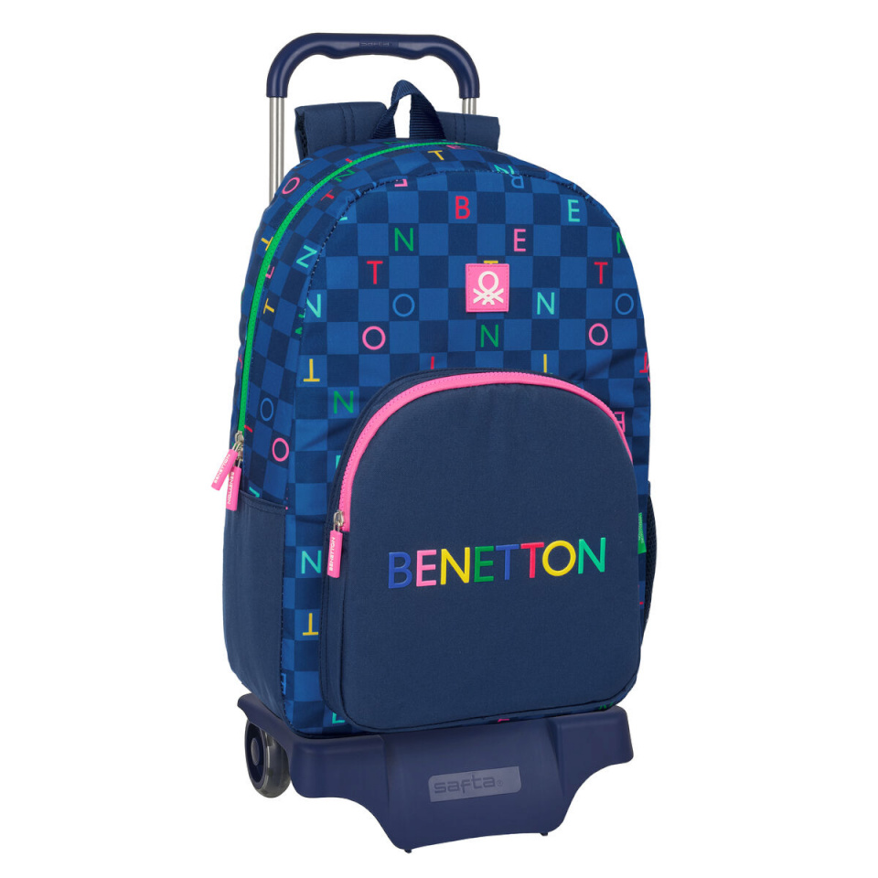 Benetton ratastega koolikott Damero meresinine 30x46x14cm
