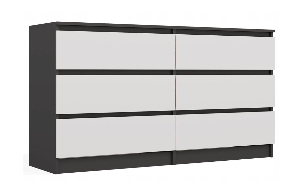 Top E Shop kummut M6 MALWA CHEST OF DRAWERS 140cm 6 DRAWERS ANTHRACITE/valge