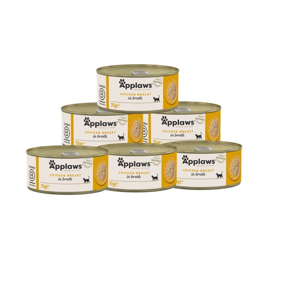 Applaws kassitoit Chicken Breast in Broth - Wet Cat Food- 6x70g
