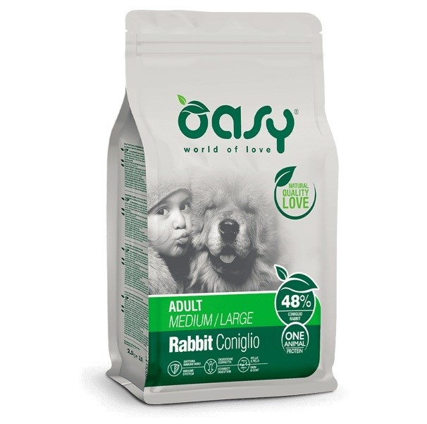 Oasy kuivtoit koerale One Animal Protein Adult Medium/Large Rabbit, 2,5kg
