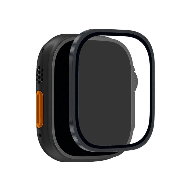 Puro Tempered Glass with Titanium Bezel for Apple Watch Ultra/Ultra 2/Ultra 3M - Black