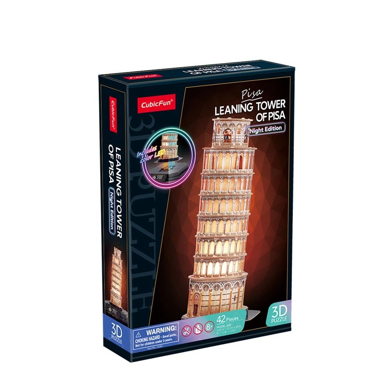 Cubic Fun pusle 3D LED Leaning Tower of Pisa (night edition), 42-osaline