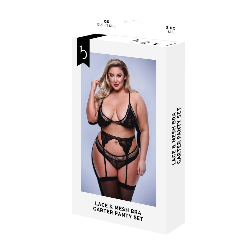Baci Lingerie aluspesu komplekt must 3-osaline