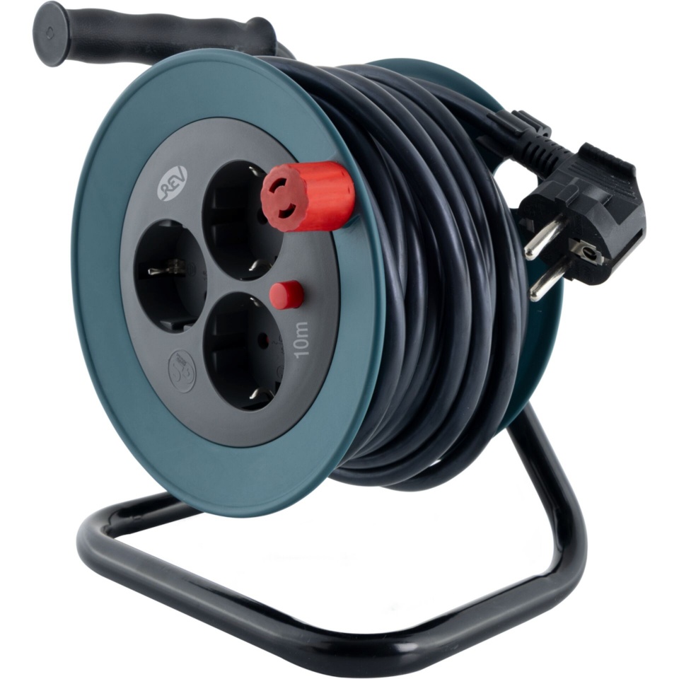 REV pikendusjuhe Kabeltrommel Mini 3-fach 10m petrol/must 0010042100
