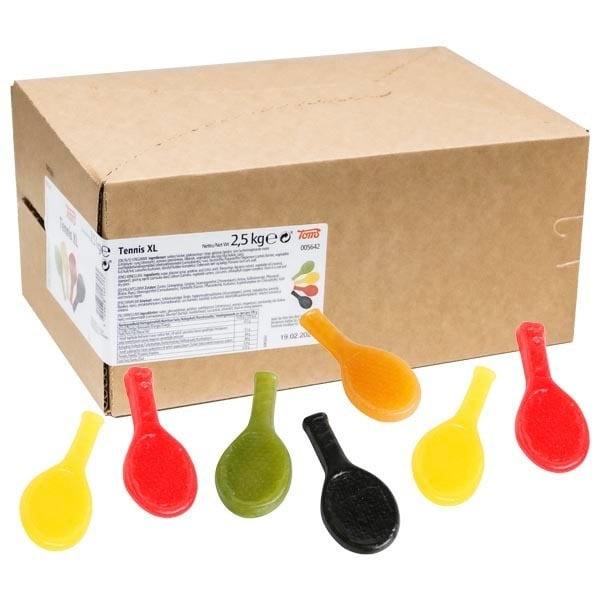 Toms lahtised kommid Tennis XL puuviljaveini kummi lahtine kommi segu, 2,5kg