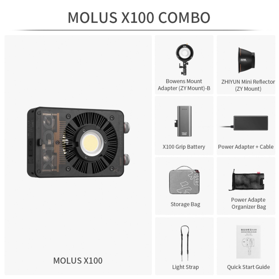 Zhiyun stuudiovalgusti Zhiyun Molus X100 combo