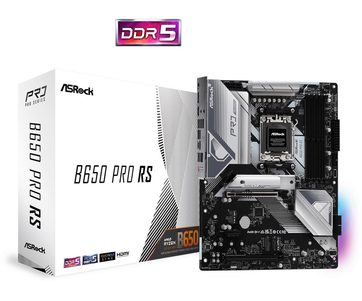 ASRock emaplaat B650 Pro RS AMD AM5 DDR5 ATX, 90-MXBL10-A0UAYZ