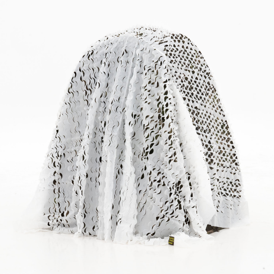 Buteo Photo Gear varjevõrk 3D-Leaf Camouflage Net Snow 2,4x3,0m, lumi