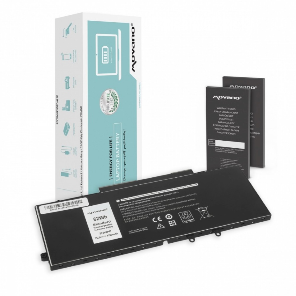 Movano sülearvuti aku 3HWPP do Dell Latitude 5401 5410 5501 5510 - 4100 mAh (62 Wh)