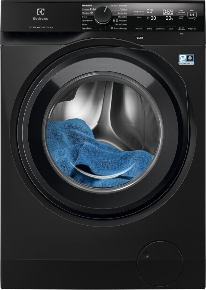 Electrolux pesumasin EFI742RX4G 700 SteamCare Washing Machine, 10,5kg, 1400 p/min, must