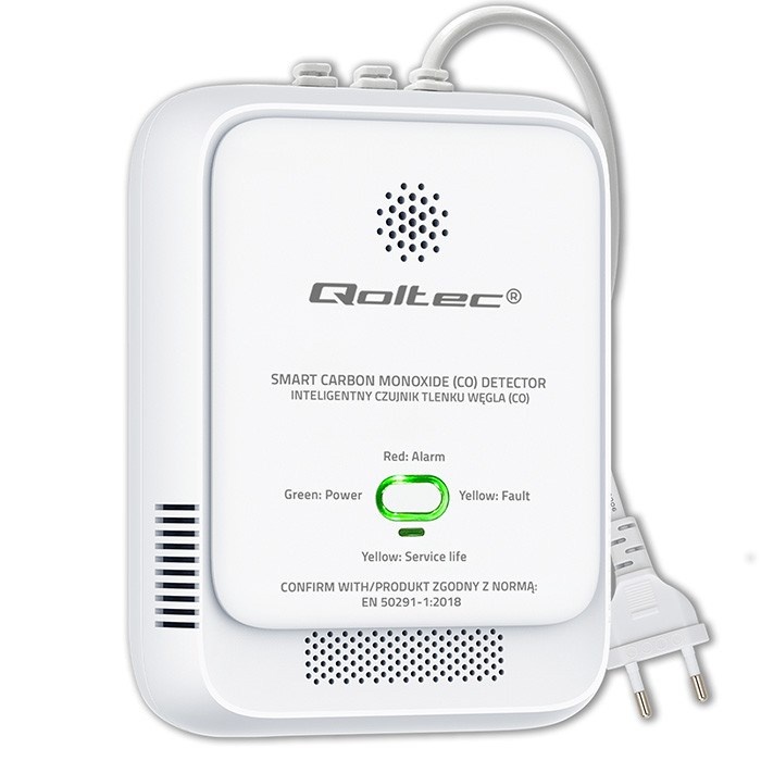 Qoltec 52576 Carbon monoxide sensor | CO detector | alarm 85dB | LED
