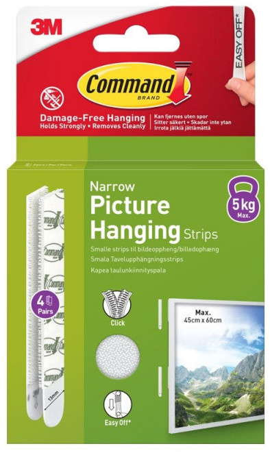 3M pildiriputusribad Command Strips Narrow 4tk, valge