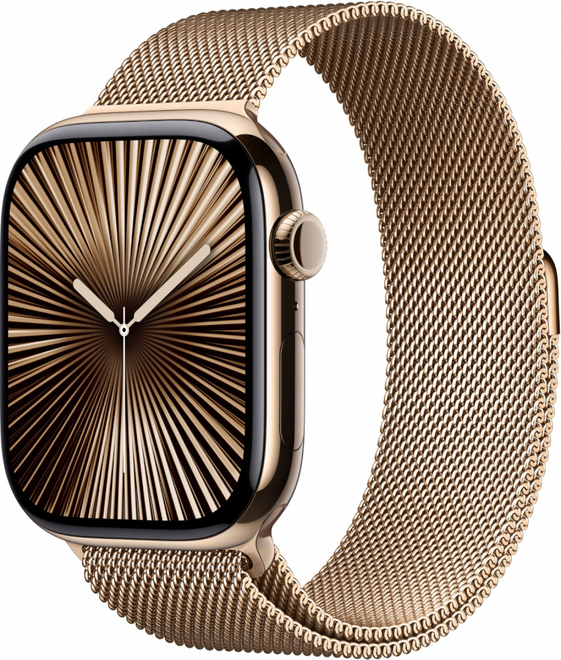 Apple Watch Series 10 46mm GPS + Cellular Gold Titanium Case and Milanese Band, M/L, kuldne