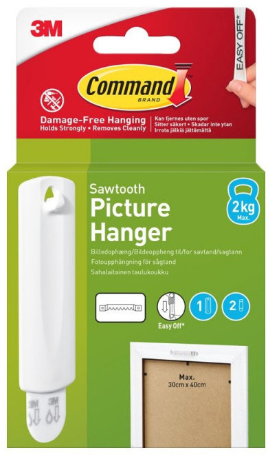 3M pildiriputusribad Command Sawtooth 1 Hook+2 Strips, valge