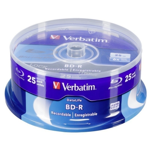 Verbatim toorikud BD-R 1x25 Blu-Ray 25GB 6x Speed Datalife No-ID Cakebox