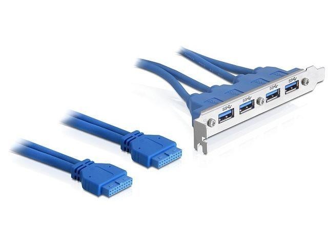 Delock kaabel Slot Bracket USB 3.0 pin header 19 pin 2 x internal > 4 x USB 3.0-A femal