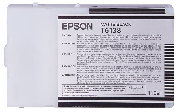 Epson tindikassett T6138 matt must