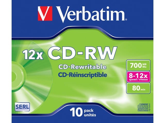 Verbatim toorikud CD-RW 12x 700MB 10tk Jewel Case 43148
