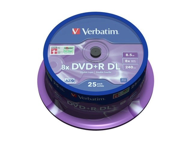 Verbatim toorikud DVD+R 8x 8.5GB 25tk Cake Box Double Layer 43757