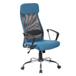 Töötool DARLA 62x63xH116-126cm, iste ja seljatugi: kangas / võrkkangas, värvus: sinine