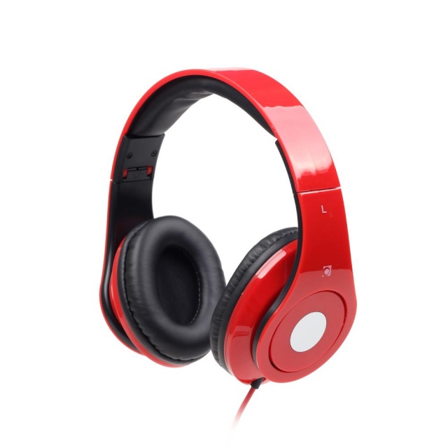 Gembird stereo headphones, DETROIT, Mini Jack, red, 1.5m