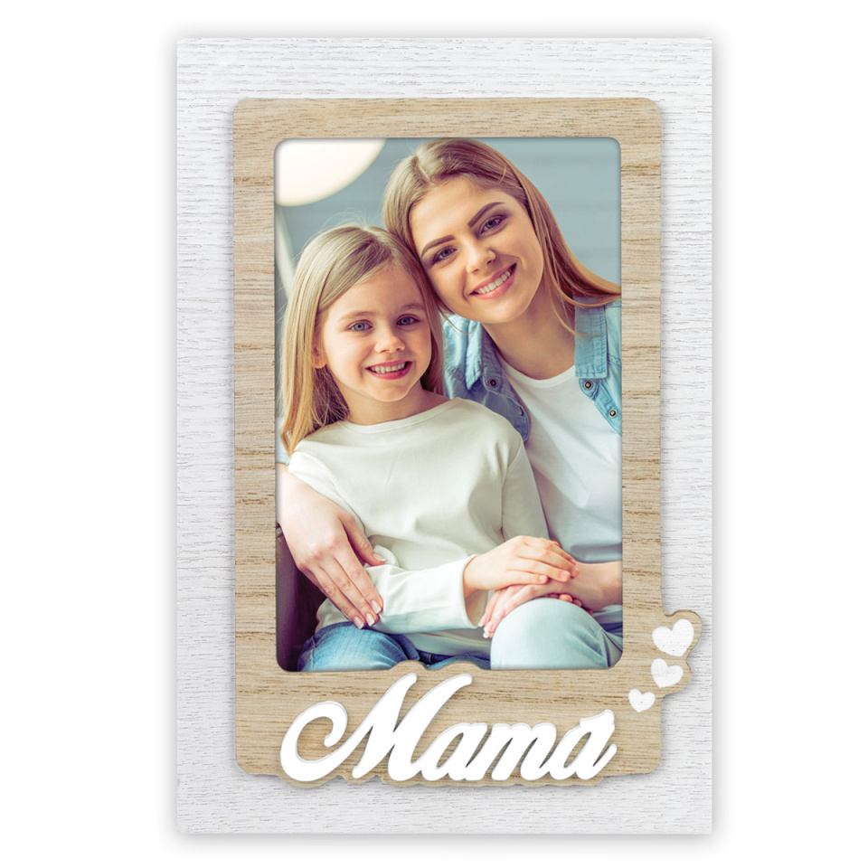 ZEP pildiraam Mama 10x15 cm püsti formaat valge, lauaraam Puitraam, puidust raamiga