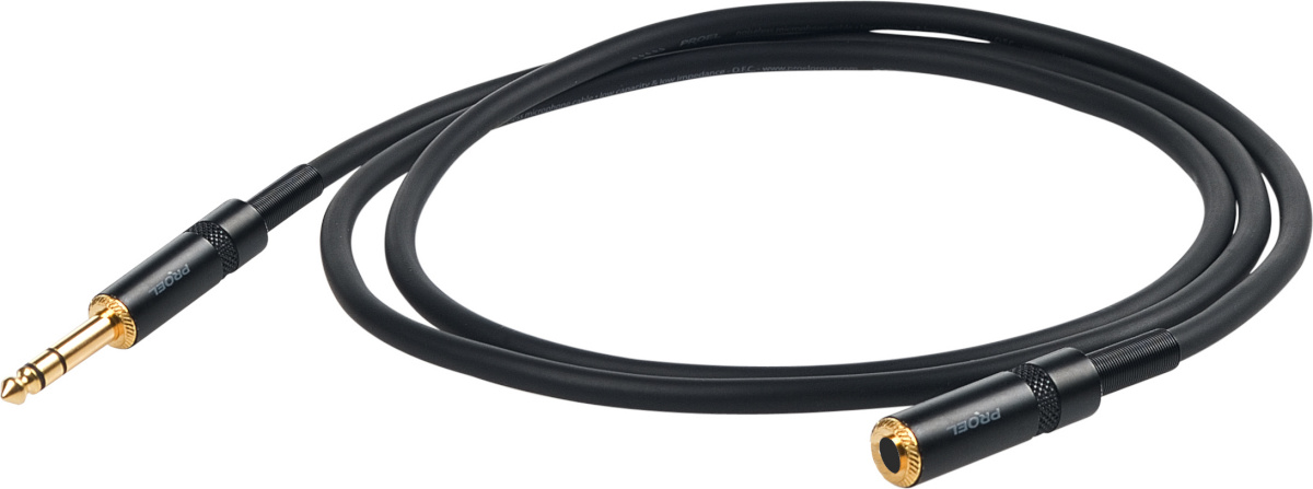 Proel helikaabel 6,3mm stereo Female - 6,3 mm stereo Male, 3m, must