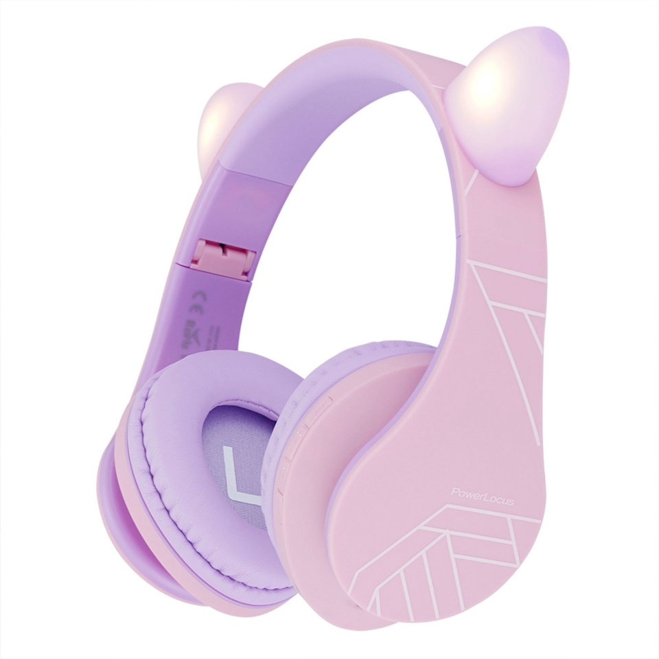 PowerLocus juhtmeta kõrvaklapid P2 Kids Headphones lilla/roosa with Ears