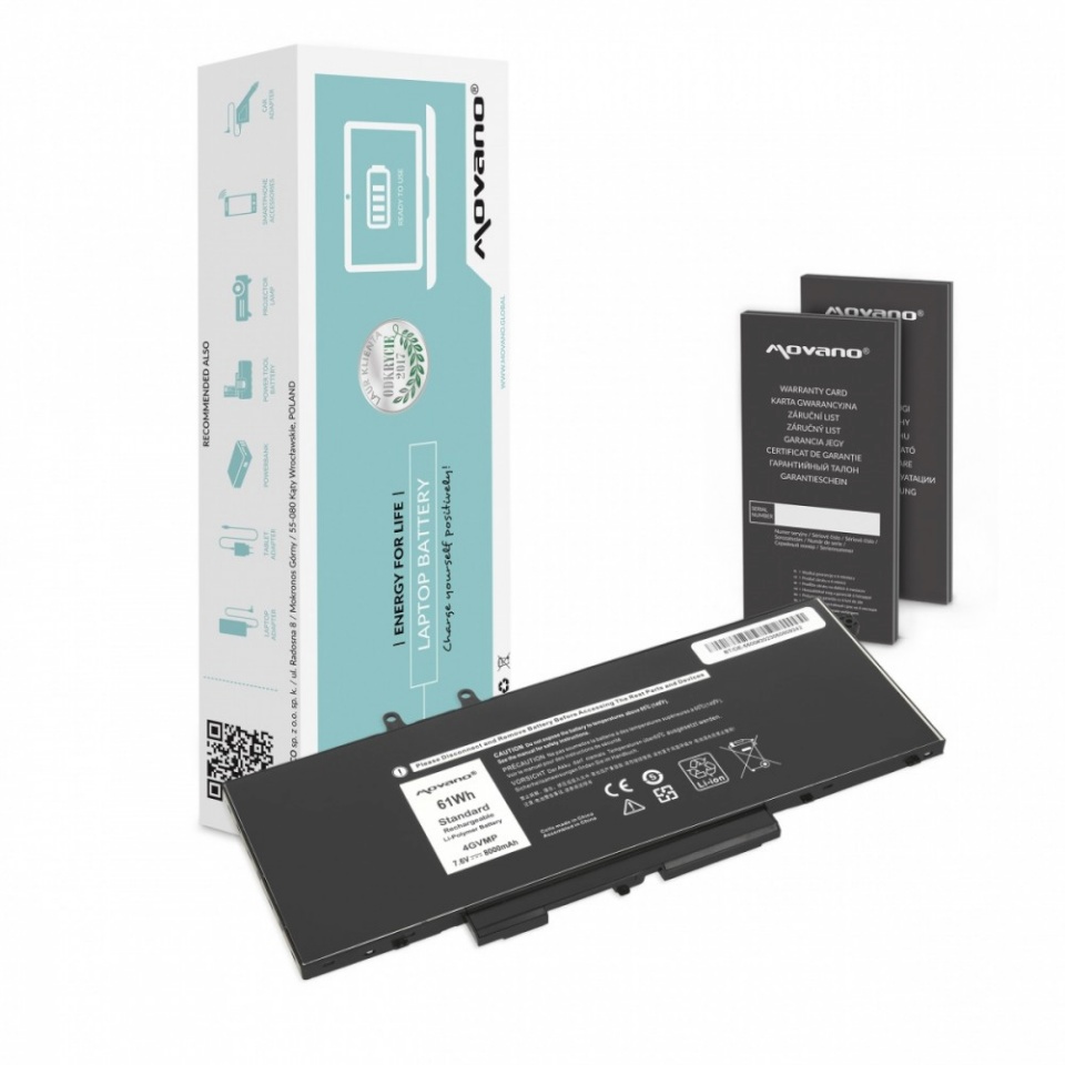 Movano sülearvuti aku 4GVMP for Dell Latitude 5400 5500 - 8000 mAh (61 Wh)