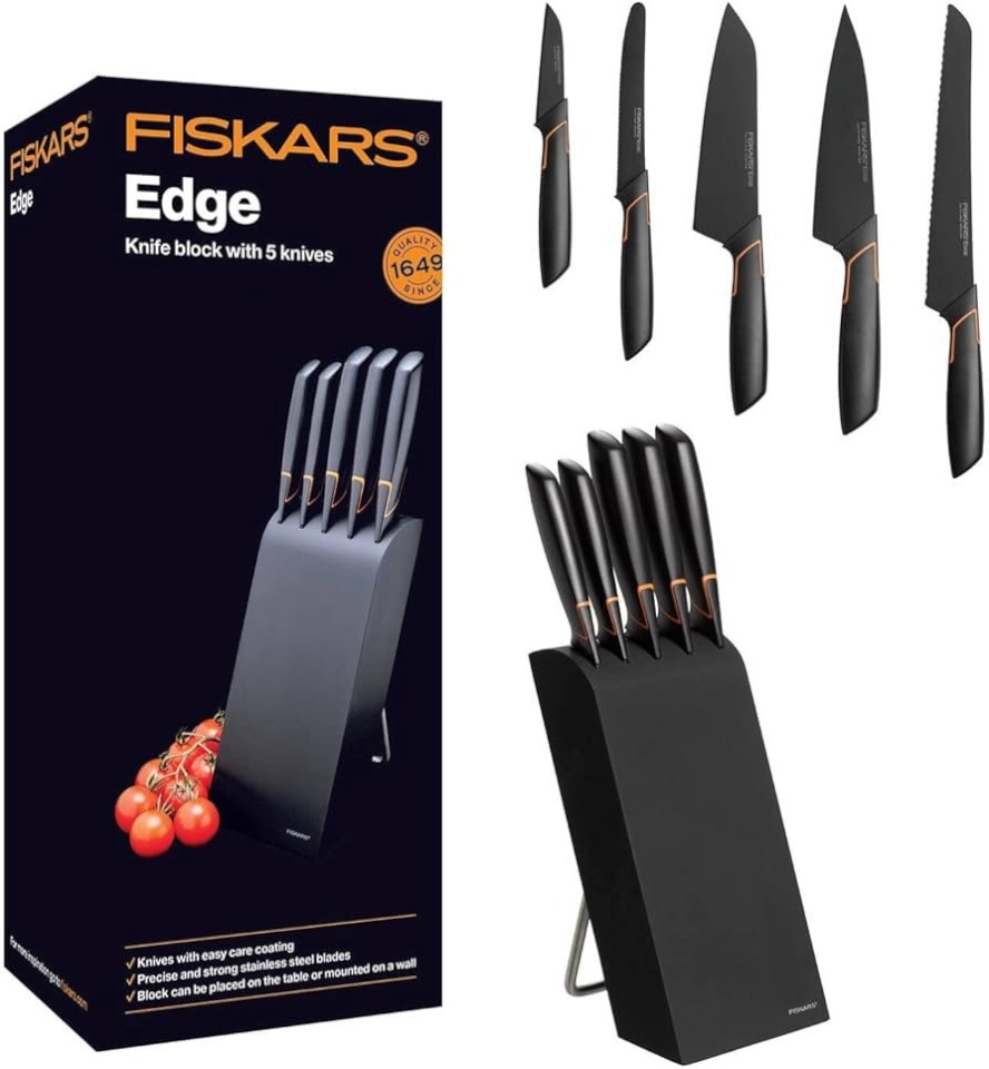 Fiskars kööginugade komplekt Edge Black Stone Set, 5-osaline