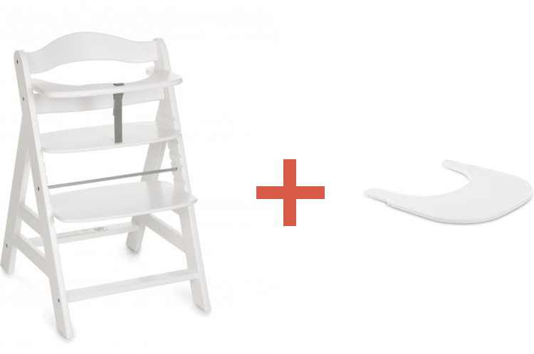 Hauck Alpha+ söögitool, valge + Alpha Click alus, valge