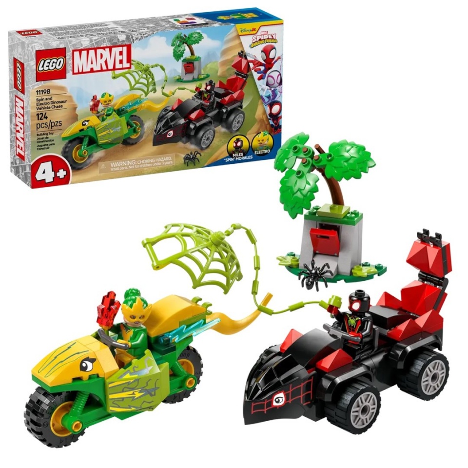 Lego klotsid MARVEL 11198 Spin and Electro Dinosaur Vehicle Chase