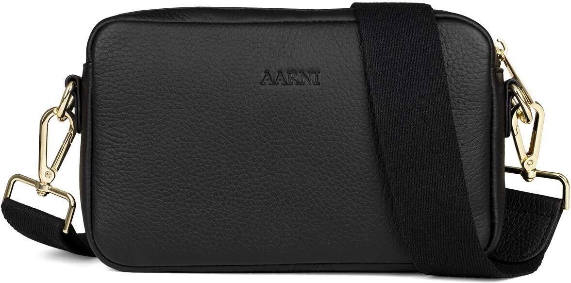 Aarni õlakott Crossbody Bag, must, kuldne tõmblukk