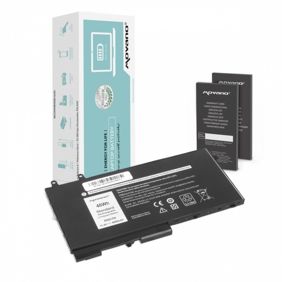 Movano sülearvuti aku R8D7N for Dell Latitude 5410 5411 5500 Precision 3541 3550 - 4000 mAh (46 Wh)