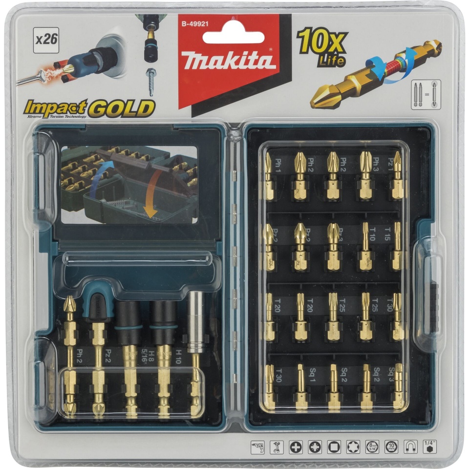 Makita kruvikeerajate komplekt Torsion Bit Set 26-osaline B-49921