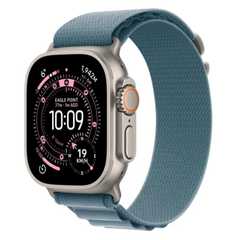 Apple Watch Ultra 3 GPS + Cellular 49mm Natural Titanium Case with Light Blue Alpine Loop, Large