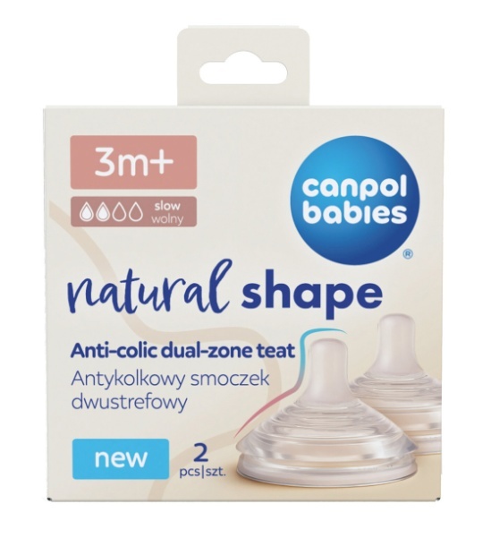Canpol BABIES pudelilutid kiire NATURAL SHAPE Anti-colic, aeglase vooga, 3m+, 2 tk., 21/751