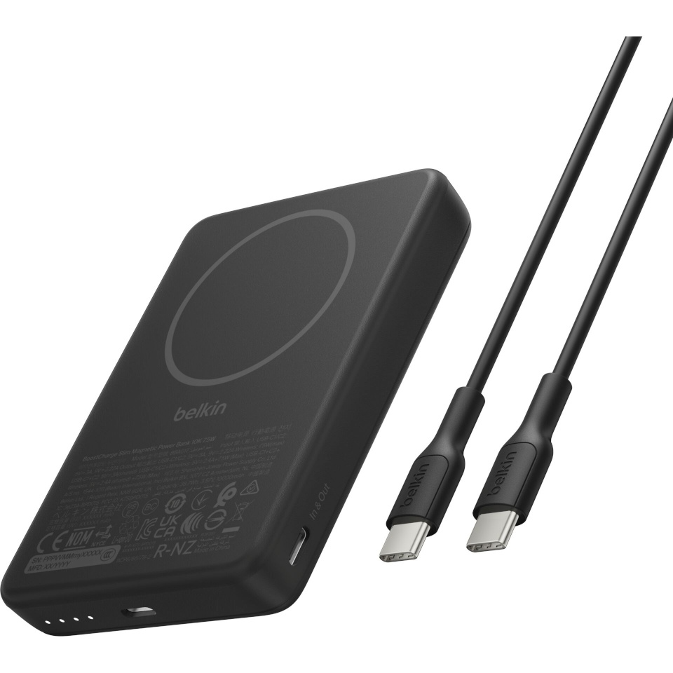 Belkin akupank BoostCharge Slim 10000mAH mag.PB/7.5W Qi2 must BPD017hqBK
