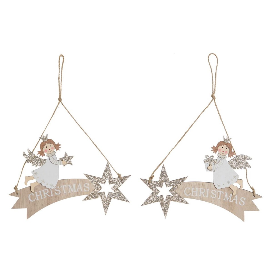 Dkd Home Decor Rippkaunistus DKD Home Decor valge kuldne Puit 22,5 x BGB,5 x 15 cm (2 Ühikut)