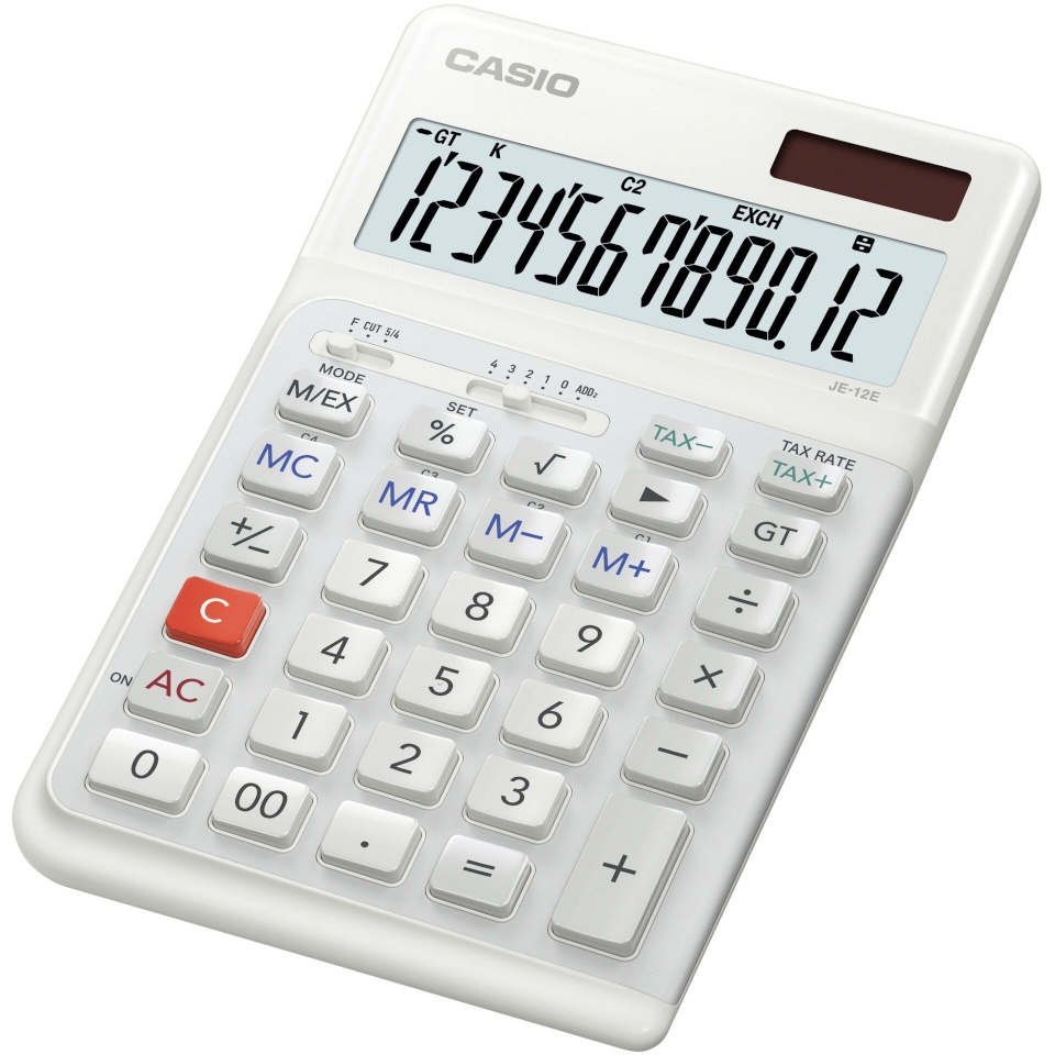 Casio kalkulaator JE-12E-WE, valge