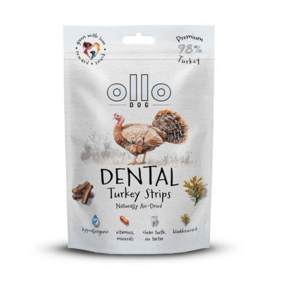 Ollo maius koerale Air Dried Dental Turkey Strips, 80g