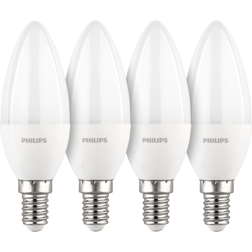 Philips LED pirn E14 Set of 4 Candle-Shaped, 40W, 2700K, soevalge