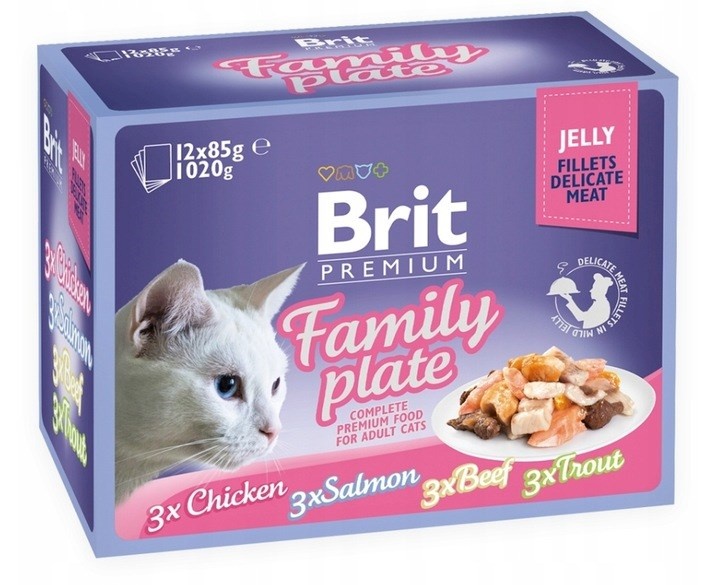 Brit kassitoit Premium Family Plate Fillets in Jelly Mix of Flavors, 12x85g