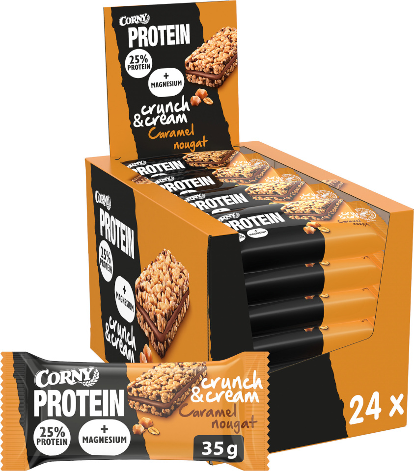 Corny proteiinibatoon Protein Crunch & Cream Caramel nougat, 12 x 35 g